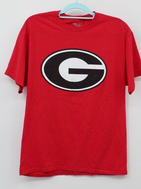 Men's Champion Authentic GEORGIA BULLDOGS T-Shirt Lg Short Sleeve Red Big Logo